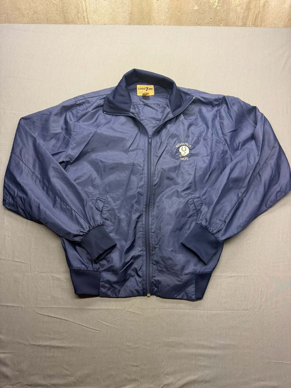 Vintage 90s Indianapolis Colts Logo 7 Inc. Full Zip Windbreaker Jacket Blue M